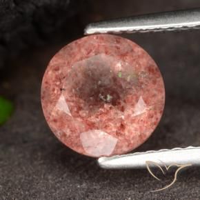 Quarzo fragola rosa lampone naturale da 1.96 ct, Rotondo, Traslucido