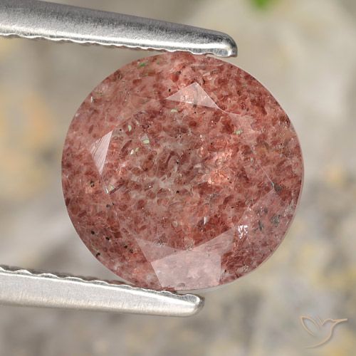 1.76ct Naturale Rosa medio Quarzo Fragola, Rotondo, Traslucido