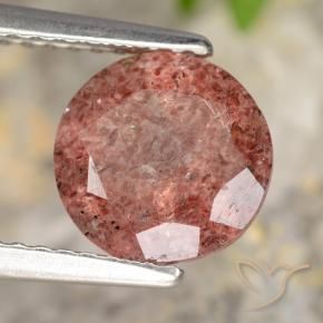Quarzo fragola Rosa medio naturale da 1.76 ct, Rotondo, Traslucido