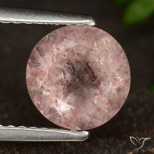 1.97ct Naturale Rosa terroso Quarzo Fragola, Rotondo, Traslucido