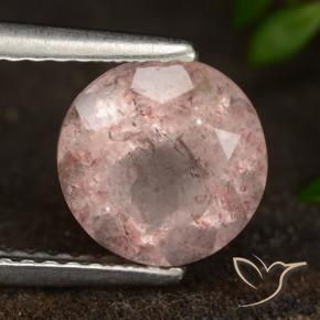 Quarzo fragola Rosa terroso naturale da 1.97 ct, Rotondo, Traslucido