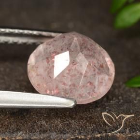 Quarzo fragola Rosa chiaro naturale da 1.80 ct, Rotondo, Traslucido