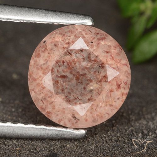 1.75ct Naturale Rosa arancio Quarzo Fragola, Rotondo, Traslucido