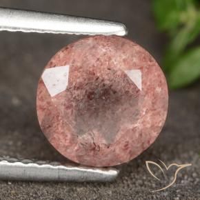 Quarzo fragola Rosa intenso rosa naturale da 1.83 ct, Rotondo, Traslucido