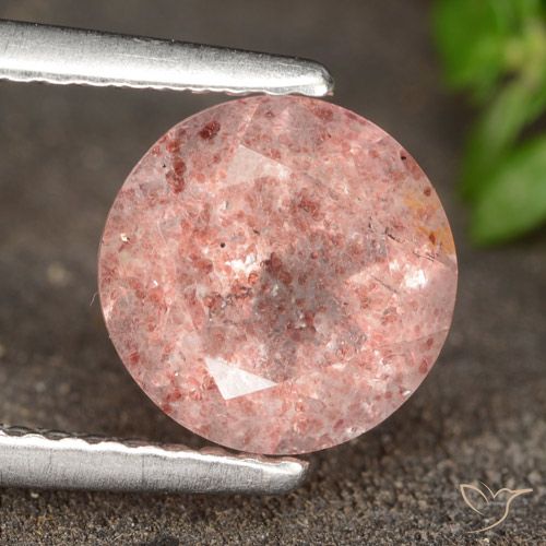 1.73ct Naturale Rosa terroso Quarzo Fragola, Rotondo, Traslucido