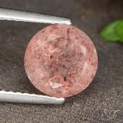 1.70ct Naturale Rosa medio Quarzo Fragola, Rotondo, Traslucido