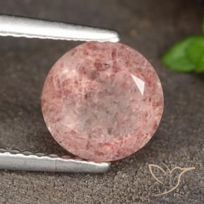 Quarzo fragola Rosa medio naturale da 1.70 ct, Rotondo, Traslucido