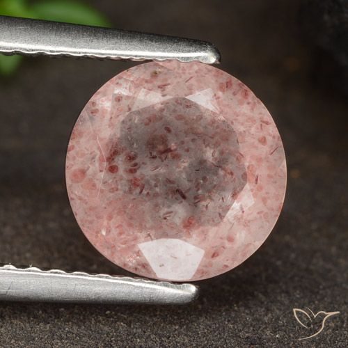 1.78ct Naturale Rosa terroso Quarzo Fragola, Rotondo, Traslucido