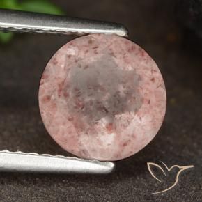 Quarzo fragola Rosa terroso naturale da 1.78 ct, Rotondo, Traslucido