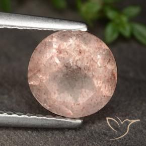 Quarzo fragola Rosa medio-chiaro naturale da 1.72 ct, Rotondo, Traslucido