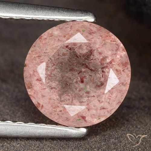 1.98ct Naturale Rosa terroso Quarzo Fragola, Rotondo, Traslucido