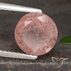 Quarzo fragola Rosa chiaro naturale da 1.72 ct, Rotondo, Traslucido