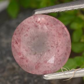 Quarzo fragola Rosa medio-chiaro naturale da 1.90 ct, Rotondo, Traslucido