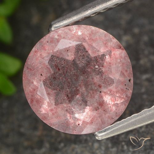 1.66ct Naturale Rosa chiaro Quarzo Fragola, Rotondo, Traslucido