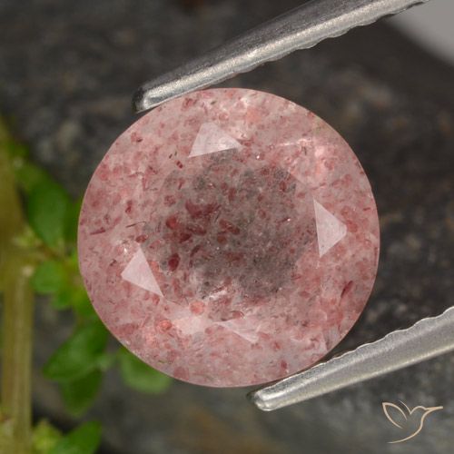 1.77ct Naturale Rosa chiaro Quarzo Fragola, Rotondo, Traslucido