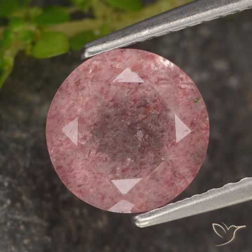 1.72ct Naturale Rosa rosa Quarzo Fragola, Rotondo, Traslucido