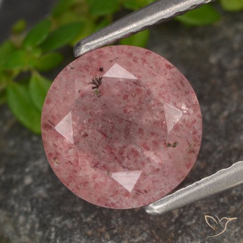1.64ct Naturale Rosa rosa Quarzo Fragola, Rotondo, Traslucido