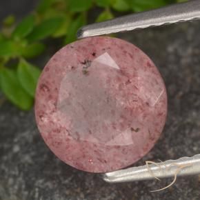 Quarzo fragola Rosa rosa naturale da 1.64 ct, Rotondo, Traslucido