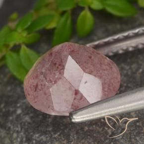 Quarzo fragola Rosa rosa naturale da 1.64 ct, Rotondo, Traslucido