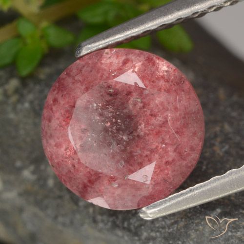 1.80ct Naturale Rosa intenso rosa Quarzo Fragola, Rotondo, Traslucido