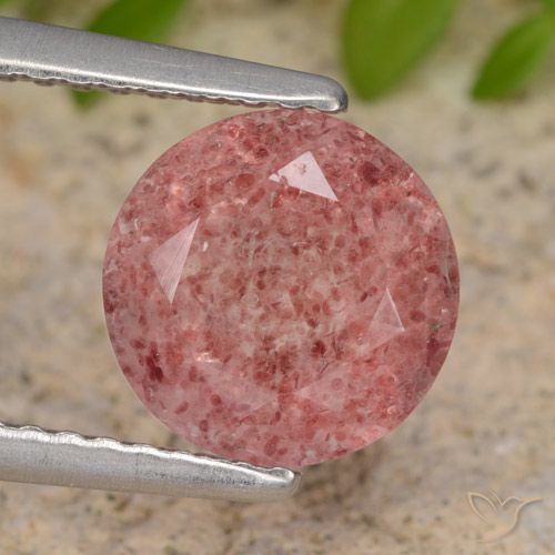 1.76ct Naturale Rosa medio Quarzo Fragola, Rotondo, Traslucido