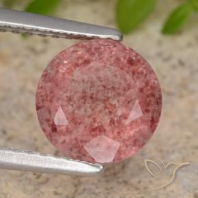 Quarzo fragola Rosa medio naturale da 1.76 ct, Rotondo, Traslucido