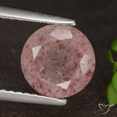 1.64ct Naturale Rosa medio Quarzo Fragola, Rotondo, Traslucido