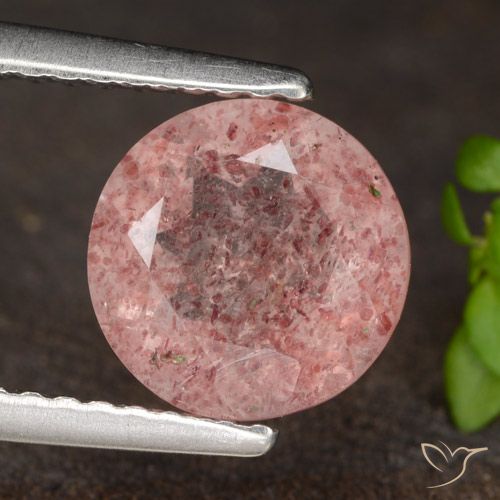 1.69ct Naturale Rosa chiaro Quarzo Fragola, Rotondo, Traslucido