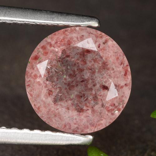 Quarzo fragola naturale rosso da 2,00 ct, taglio rotondo, traslucido