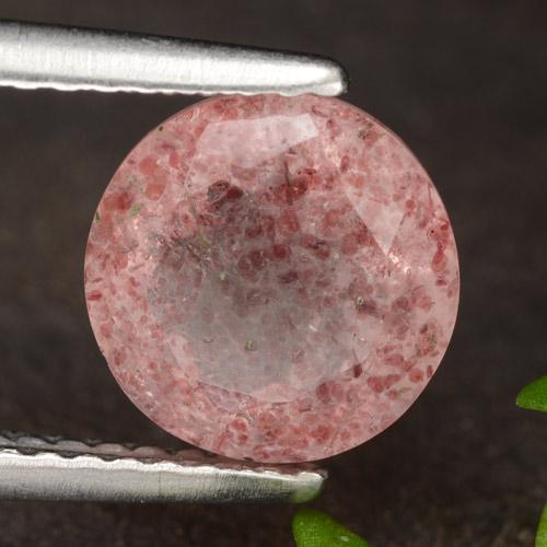 Quarzo fragola naturale rosso da 2,00 ct, taglio rotondo, traslucido