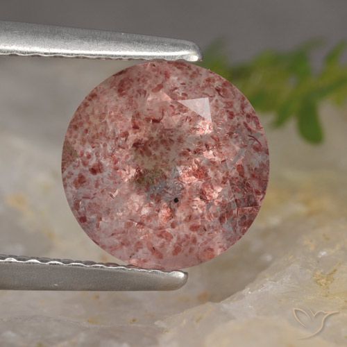 1.88ct Naturale Rosa rosa Quarzo Fragola, Rotondo, Traslucido