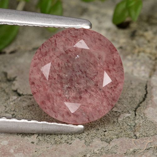 1.89ct Naturale Rosa medio Quarzo Fragola, Rotondo, Traslucido