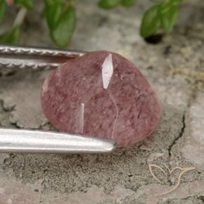 Quarzo fragola Rosa medio naturale da 1.89 ct, Rotondo, Traslucido