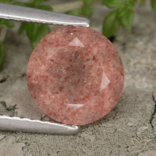 1.76ct Naturale Rosa scuro Quarzo Fragola, Rotondo, Traslucido