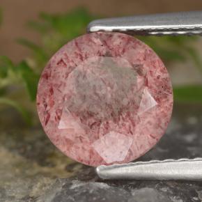 Quarzo fragola Rosa medio naturale da 1.67 ct, Taglio rotondo, Traslucido