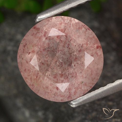 1.83ct Naturale Rosa scuro Quarzo Fragola, Rotondo, Traslucido