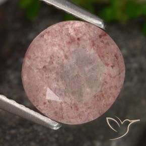 Quarzo fragola Rosa scuro naturale da 1.83 ct, Rotondo, Traslucido