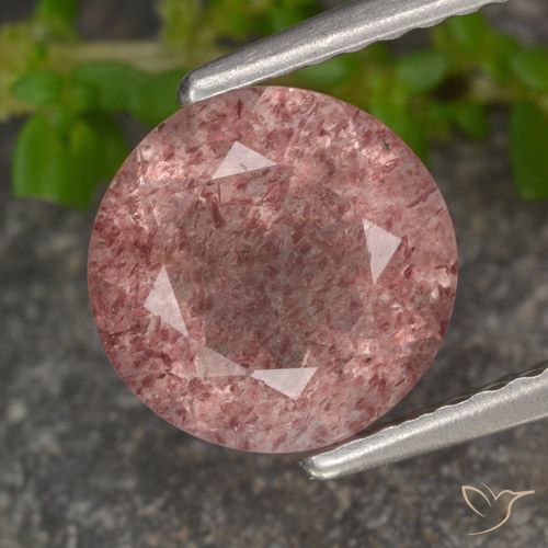 1.74ct Naturale Rosa medio Quarzo Fragola, Rotondo, Traslucido