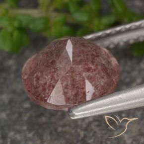 Quarzo fragola Rosa medio naturale da 1.74 ct, Rotondo, Traslucido