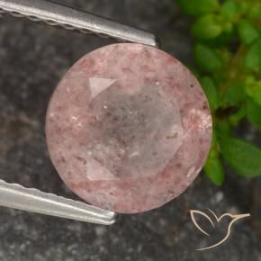 Quarzo fragola Rosa chiaro gomma da masticare naturale da 1.62 ct, Rotondo, Trasparente