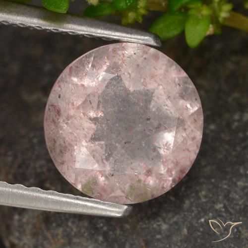 Quarzo fragola Rosa chiaro naturale da 1.65 ct, Rotondo, Traslucido