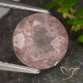 Quarzo fragola Rosa chiaro naturale da 1.90 ct, Rotondo, Traslucido