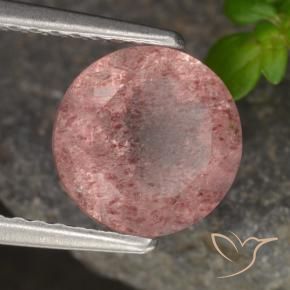 Quarzo fragola Rosa medio naturale da 1.88 ct, Rotondo, Traslucido