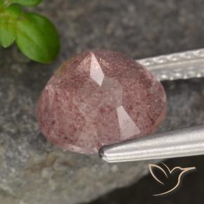 Quarzo fragola Rosa medio naturale da 1.88 ct, Rotondo, Traslucido