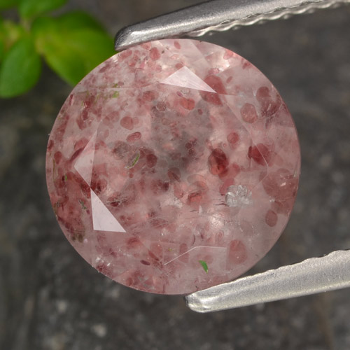 Quarzo fragola naturale rosa da 1,75 ct, taglio rotondo, traslucido