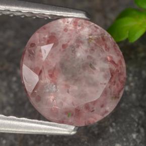 Quarzo fragola naturale rosa da 1,75 ct, taglio rotondo, traslucido