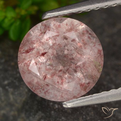 1.98ct Naturale Rosa chiaro Quarzo Fragola, Rotondo, Traslucido