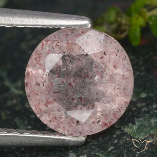 1.56ct Naturale Rosa chiaro Quarzo Fragola, Rotondo, Traslucido