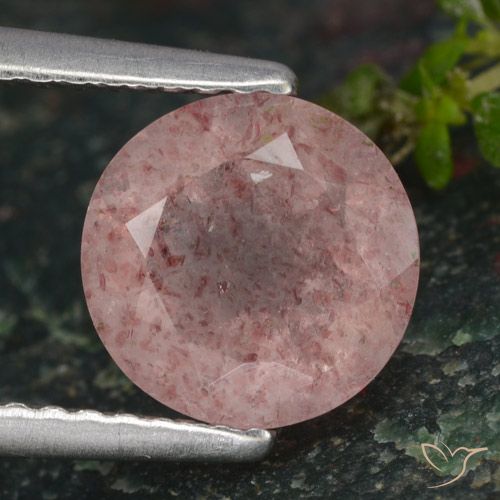 1.59ct Naturale Rosa chiaro Quarzo Fragola, Rotondo, Traslucido
