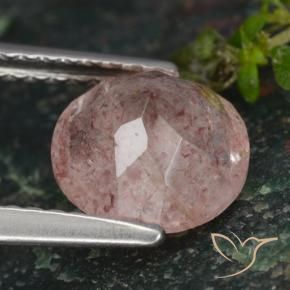 Quarzo fragola Rosa chiaro naturale da 1.59 ct, Rotondo, Traslucido